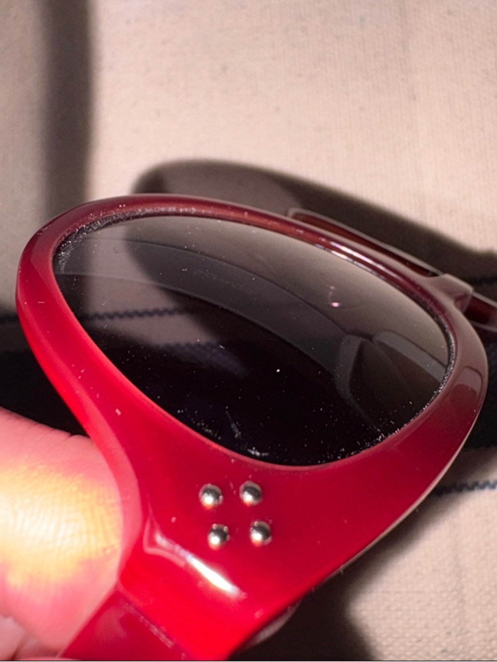 Chloe Red Rounded Cat-Eye Sunglasses - Picture 7 of 9